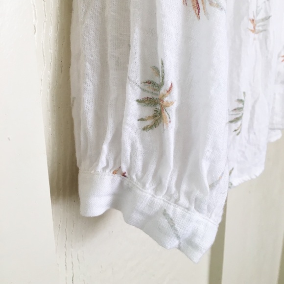 RAILS Natalie Linen Shirt White/Palm Tree M - Picture 7 of 8
